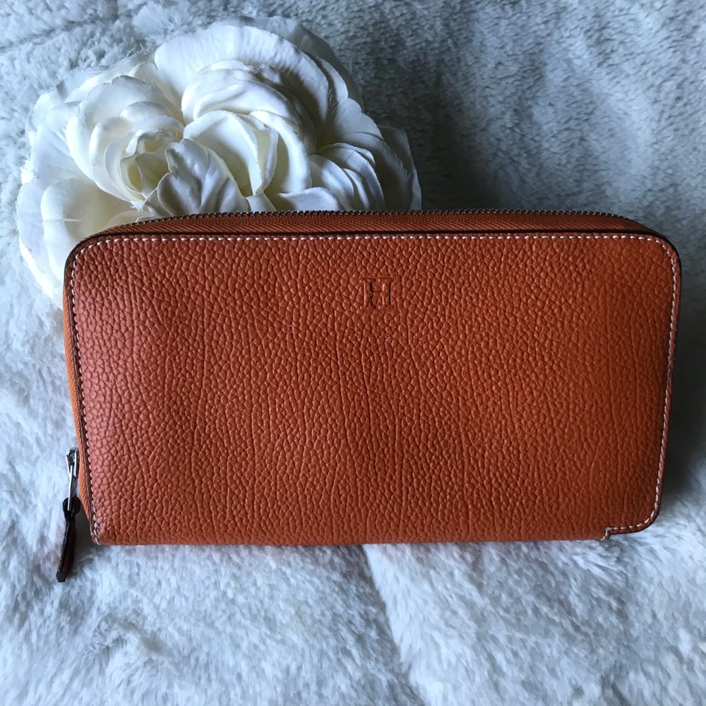 Hermès vintage wallet orange leather defects